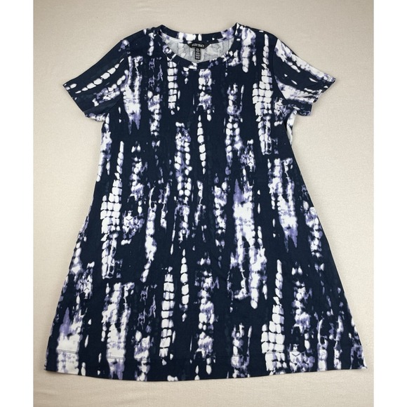 Ellen Tracy Mood Indigo Tie Dye Womens Pima Cotton Stretch T-Shirt Dress Size XL - Picture 5 of 14